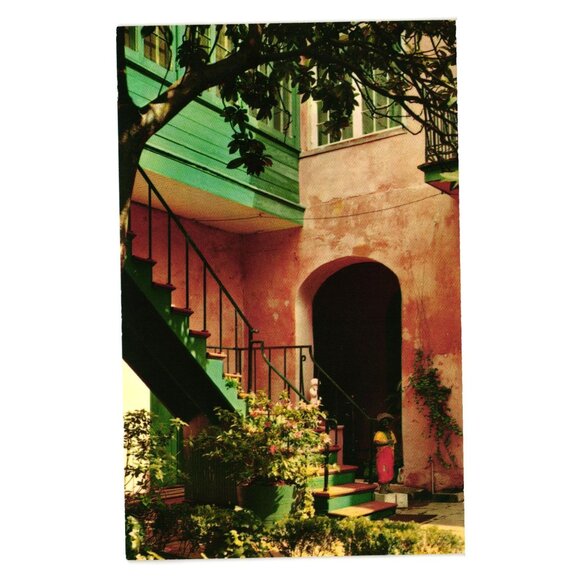 Maison Montegut Courtyard Vintage Postcard Royal Street New Orleans Vieux Carre - Picture 1 of 2